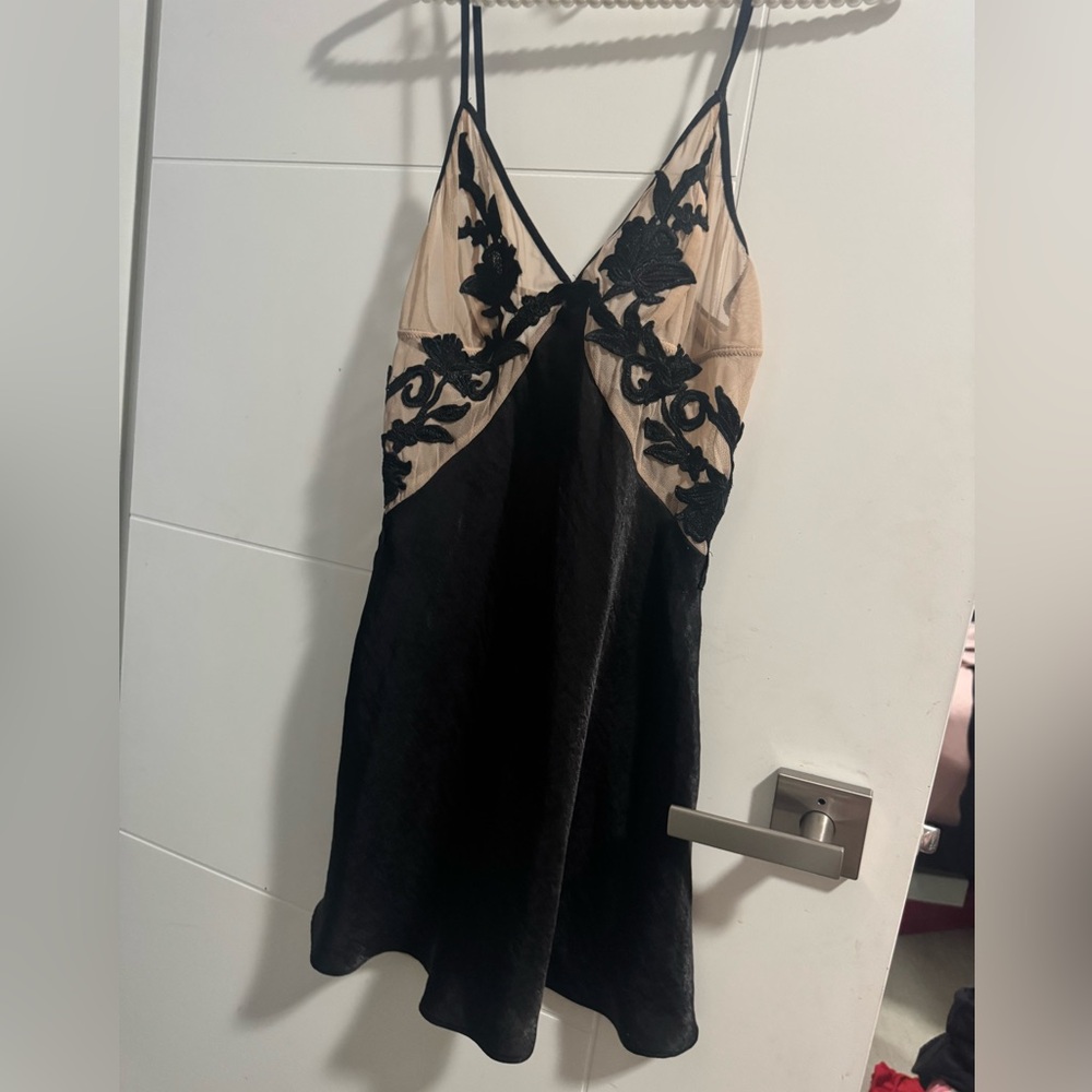 Bloom by jonquil Black and Beige Lace Slip Dress